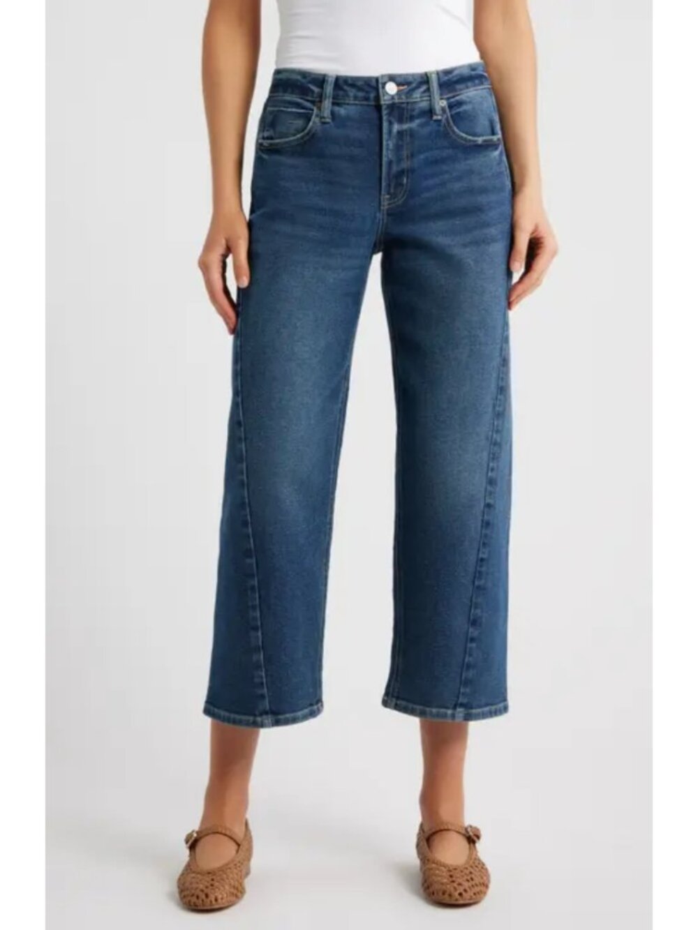 City Blues Forward Seam Crop Wide Leg Jeans Blue Stretch Denim Womens Sze 8 NWOT